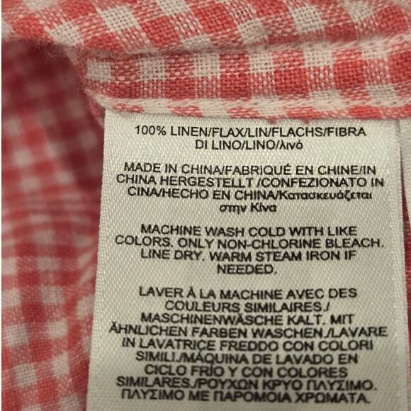 Brooks Brothers Baird McNutt Linen Pink White Gingham Button Down Shirt Medium - Picture 9 of 9
